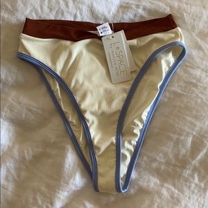 NEW L Space Ribbed Frenchi Bikini Bottom cream